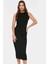 Pamuklu Elastan Bodycon Midi Elbise Büzgülü Kollu Rahat Günlük Kombin Zarifane Tasarım 1