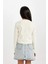 Kız Çocuk Cropped Fit Bisiklet Yaka Baskılı Ribana Uzun Kollu Tişört D2987A824AU 7