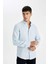 Slim Fit Dar Kesim Düğmeli Dokulu Düz Pamuk Karışımlı Uzun Kollu Gömlek T2066AZ24AU 7