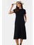 Nefes Alan Pamuklu T Shirt Elbise Midi Boy Cep Detaylı Modern Stil Zarifane Tasarım 3