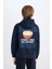 Erkek Çocuk Lacivert Kapüşonlu Sırt Baskılı Sweatshirt D3048A824WN 6