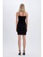 Bodycon Kare Yaka Siyah Askılı Mini Elbise D3265AXNS 9