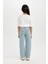 Kız Çocuk Straight Fit Yırtık Detaylı Düz Paça Cepli Jean Pantolon D3370A824WN 6