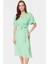 Şık Keten Görünümlü Kuşaklı Midi Elbise Rahat ve Nefes Alabilir Günlük Kullanım Için Modern Stil 3