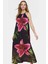 A Line Halter Yaka Maxi Elbise Örme Çiçekli Polyester Yazlık Uzun Ömürlü Modern Stil 3
