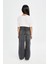 Kız Çocuk Wide Leg Jean Pantolon Yırtık Detaylı Geniş Bol Paça Cepli Antrasit D3372A824WN 6