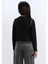Kız Çocuk Cropped Fit Bisiklet Yaka Baskılı Fitilli Kaşkorse Uzun Kollu Tişört D3430A824WN 6
