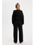 Kız Çocuk Siyah Wide Leg Geniş Bol Paça Beli Lastikli Basic Düz Eşofman Altı D0743A824AU 6