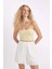 Regular Fit Normal Bel Kısa Paça Keten Karışımlı Beyaz Şort D3989AX24HS 4