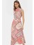 A Line Polyester Midi Elbise Degaje Yaka Krep Dokuma Astarlı Premium Kalite Modern Stil 3