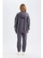 Kız Çocuk 2'li Takım Kapüşonlu Baskılı Sweatshirt Beli Lastikli Jogger Eşofman Altı D4057A824WN 6