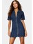 Kısa Kollu Bodycon Denim Elbise Fermuarlı Gömlek Yaka Rahat Günlük Kaliteli Işçilik Kullanım 1
