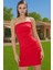 Bodycon Kısa Straplez Abiye Elbise Polyester Elastan Yazlık Profesyonel Görünüm Konforlu Kesim 2