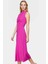 A Line Polyester Midi Elbise Degaje Yaka Krep Dokuma Astarlı Premium Kalite Modern Stil 1