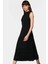 A Line Polyester Midi Elbise Degaje Yaka Krep Dokuma Astarlı Premium Kalite Modern Stil 3