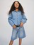 Kız Çocuk Mavi Mid Rise Longline Denim Şort 2