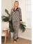 Viskon Leopar Desenli Önden Düğmeli Pijama Takımı 1