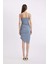 Bodycon Vücudu Saran V Yaka Drapeli Bürümcük Askılı Midi Abiye Elbise A8880AX24HS 8