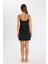 Askılı Diz Üstü Siyah Kombinezon-Fall in Love D4429AXNS 6