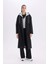 Regular Fit Kaşe Kaban Kapüşonlu Düğmeli D4184AX24WN 8