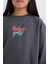 Kız Çocuk Disney Mickey Mouse &Friends Oversize Geniş Kalıp Kapüşonlu Sırt Baskılı Sweatshirt D4378A824WN 6