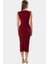 Şık Bodycon V Yaka Örme Midi Elbise Polyester Elastan Kumaştan Gündüz ve Gece Rahat Kullanım 3