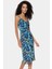 Şık Desenli Bodycon Midi Elbise Ince Askılı Örme Tül Kumaş Profesyonel Görünüm 2