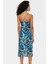 Şık Desenli Bodycon Midi Elbise Ince Askılı Örme Tül Kumaş Profesyonel Görünüm 3