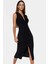Şık Bodycon V Yaka Örme Midi Elbise Polyester Elastan Kumaştan Gündüz ve Gece Rahat Kullanım 2