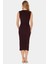 Şık Bodycon V Yaka Örme Midi Elbise Polyester Elastan Kumaştan Gündüz ve Gece Rahat Kullanım 3