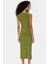 Şık Bodycon V Yaka Örme Midi Elbise Polyester Elastan Kumaştan Gündüz ve Gece Rahat Kullanım 3
