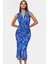 Şık Bodycon V Yaka Örme Midi Elbise Polyester Elastan Kumaştan Gündüz ve Gece Rahat Kullanım 2