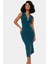 Şık Bodycon V Yaka Örme Midi Elbise Polyester Elastan Kumaştan Gündüz ve Gece Rahat Kullanım 3