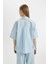 Coool Oversize Çizgili Poplin Kısa Kollu Gömlek D3835AX24HS 8