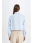 Crop Basic Düz Düğmeli Dokuma Uzun Kollu Gömlek D4617AX24AU 9