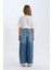 Kız Çocuk Wide Leg Kargo Cepli Geniş Bol Paça Jean Pantolon D4689A824AU 6