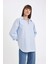 Oversize Geniş Kalıp Basic Düz Oxford Uzun Kollu Gömlek C4597AX24AU 5