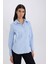 Fitted Basic Düz Düğmeli Bengalin Dokuma Uzun Kollu Gömlek Y4651AZ24AU 7