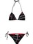 Kalp Baskı Siyah Üçgen Bikini Takım 1