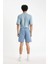 Relax Fit Gabardin Bermuda Şort D4697AX24HS 6