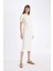 Fitted Polo Yaka Kısa Kollu Yırtmaçlı Midi Triko Elbise D4914AXNS 6