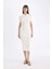 Fitted Polo Yaka Kısa Kollu Yırtmaçlı Midi Triko Elbise D4914AXNS 7