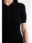 Fitted Polo Yaka Kısa Kollu Yırtmaçlı Midi Triko Elbise D4914AXNS 8