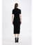 Fitted Polo Yaka Kısa Kollu Yırtmaçlı Midi Triko Elbise D4914AXNS 10