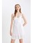 Coool Yuvarlak Yaka Beyaz Kalın Askılı Mini Elbise D5005AX24HS 8