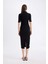Bodycon Vücuda Oturan Basic Düz Düğmeli Polo Yaka Fitilli Kaşkorse Yarım Kollu Midi Siyah Elbise C2882AX24AU 6