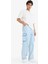 %100 Pamuk Baggy Fit Geniş Kalıp Normal Bel Geniş Paça Kargo Cepli Jean Pantolon C7376AX24AU 2