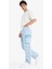 %100 Pamuk Baggy Fit Geniş Kalıp Normal Bel Geniş Paça Kargo Cepli Jean Pantolon C7376AX24AU 4
