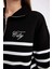 Regular Fit Yarım Fermuarlı Dik Yaka Çizgili Kalın Sweatshirt D5297AX24AU 6