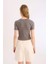 Coool Fitted Vücuda Oturan Bisiklet Yaka Baskılı Crop Kısa Kollu Tişört D5340AX24AU 7